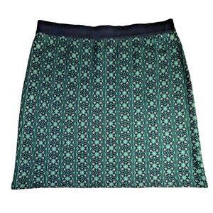 Woolovers  Green Blue XL Pencil Straight Skirt Excellent Cotton Cashmere EUC